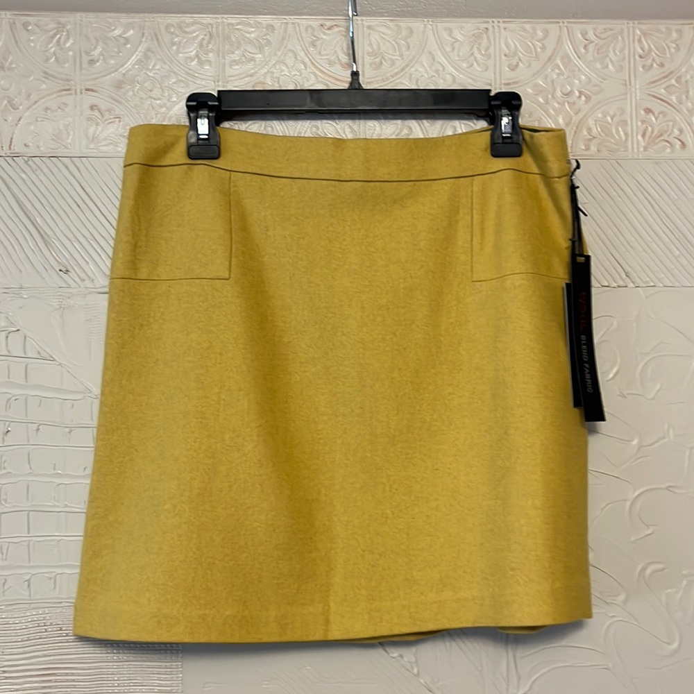 NWT mini Willi Smith Chartreuse wool Blend Skirt Size 6